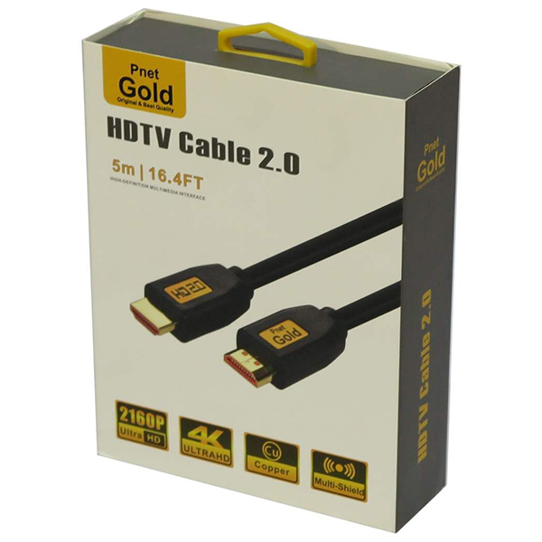 کابل HDMI PNET 5M 4K GOLD پک دار