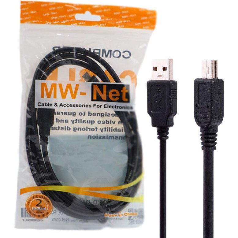 کابل دیتا Mini USB برند MW-NET به طول 1.5 متر ا MW-NET 1.5m 5Pin Mini USB Cable